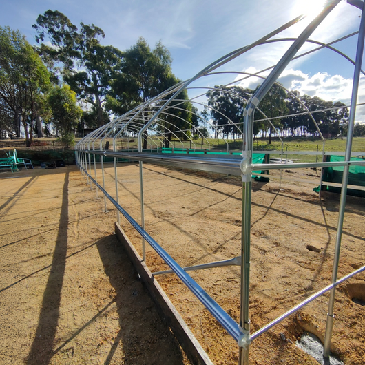 polytunnel frame being installed