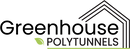 Logo of Greenhouse Polytunnels with text and a green leaf symbol on a white background